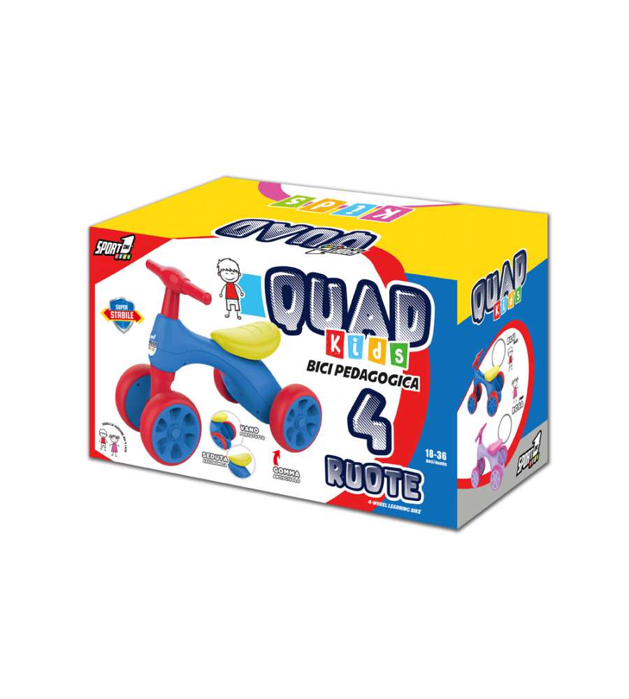 Bici Pedagogica Per Bambini Quad Con 4 Ruote, Colore Blu in vendita online