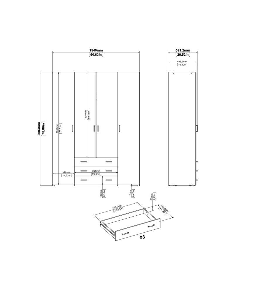 Armadio astra 3 ante personalizzabile - Brighter Home