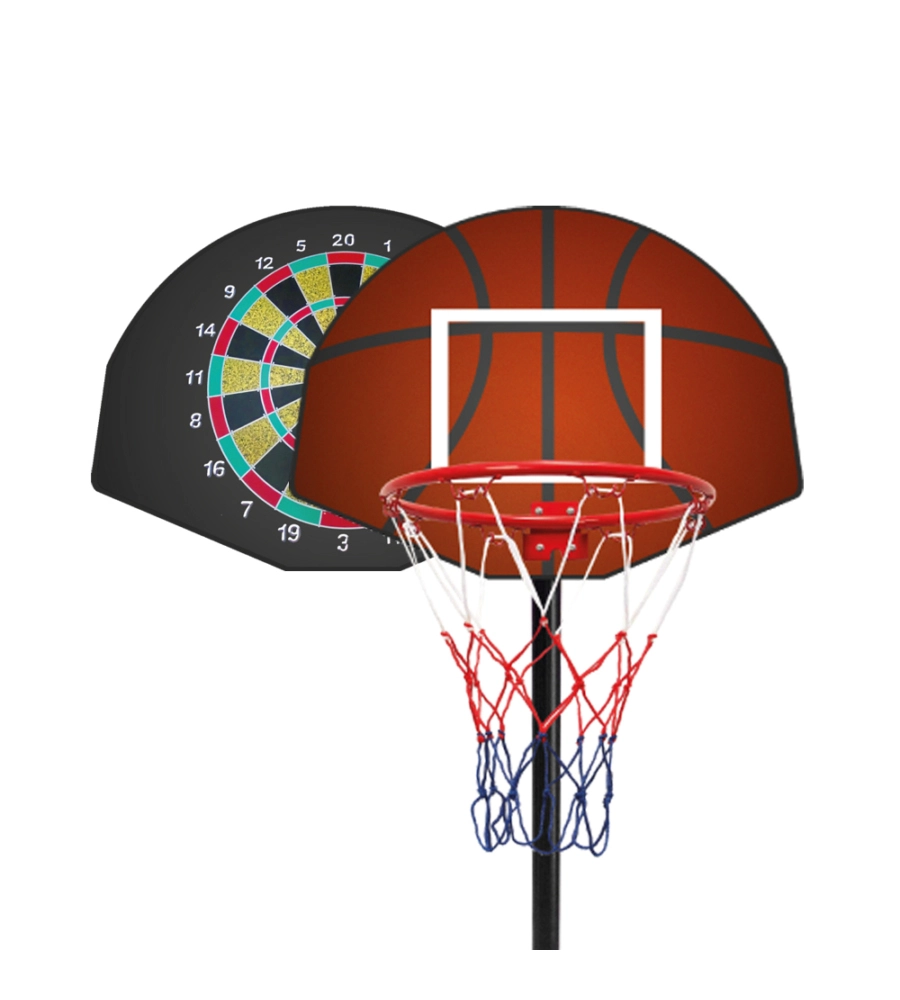 Piantana basket per bambini regolabile 2 in 1: basket e freccette