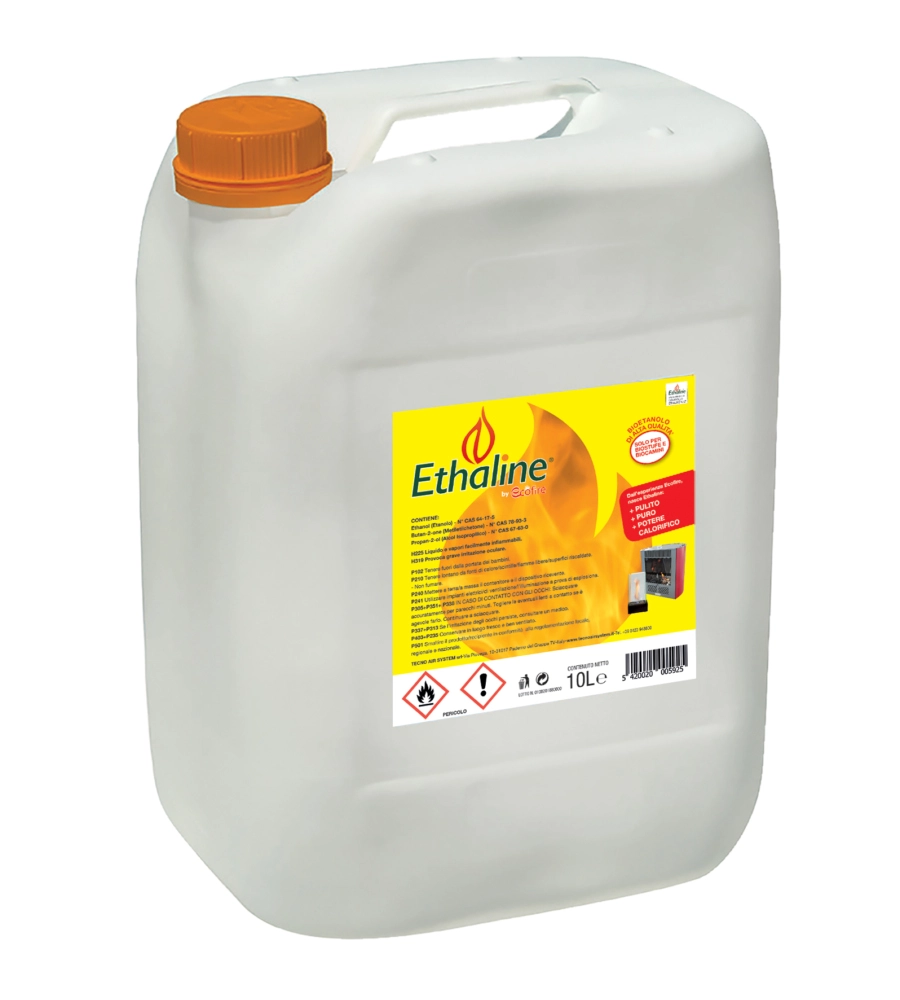 Bioetanolo liquido 2 taniche da 10 lt ethaline - totale di 20 litri