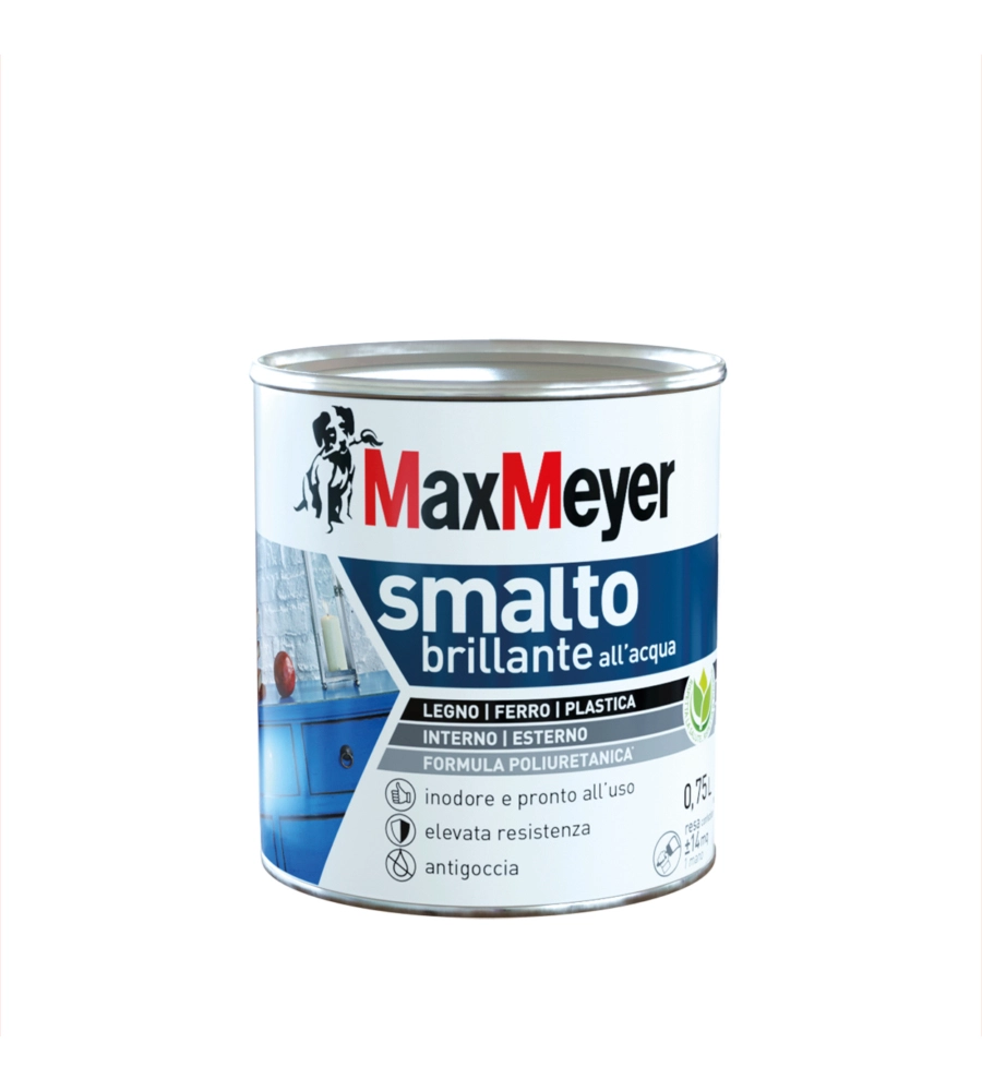 Smalto all'acqua acril-poliuretanico max meyer "brillante" colore arancione ace, 750 ml