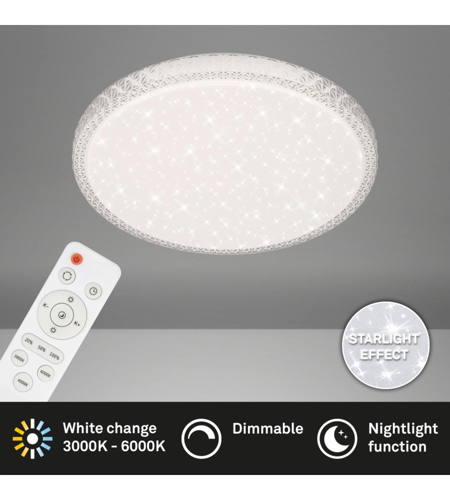 Plafoniera led con telecomando Ø 39 cm, 24 w