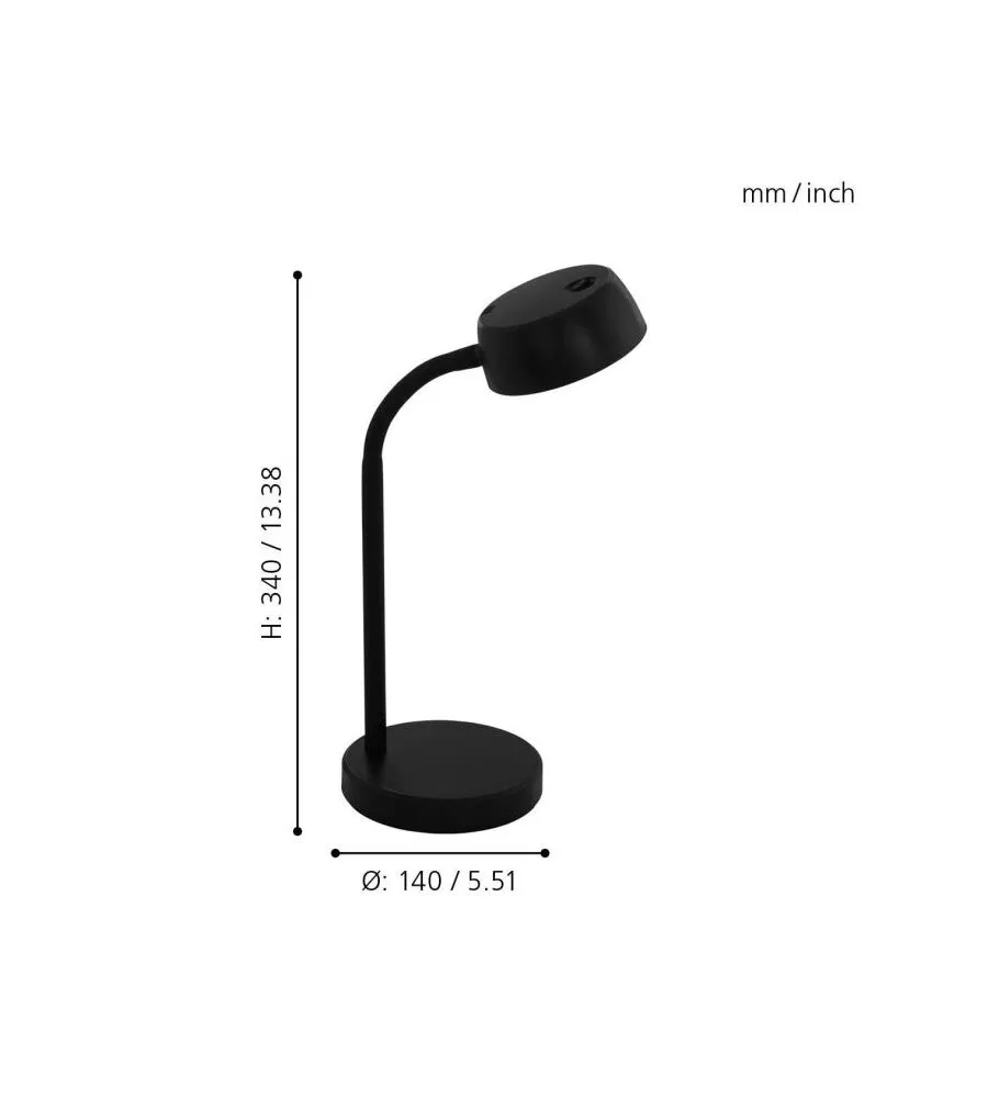 Lampada da tavolo led 'cabales' nero 4,5w, 490 lm