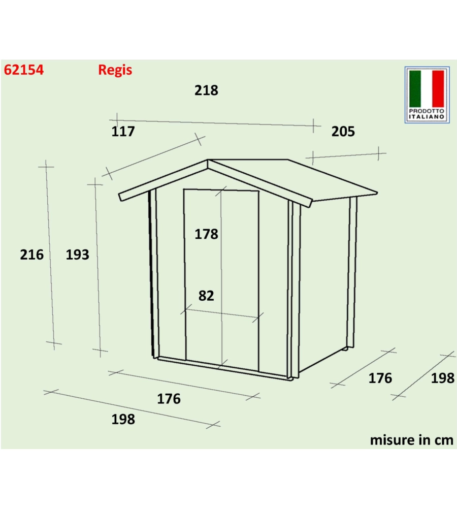 Casetta in legno da giardino alce "regis" 198x198x216 cm