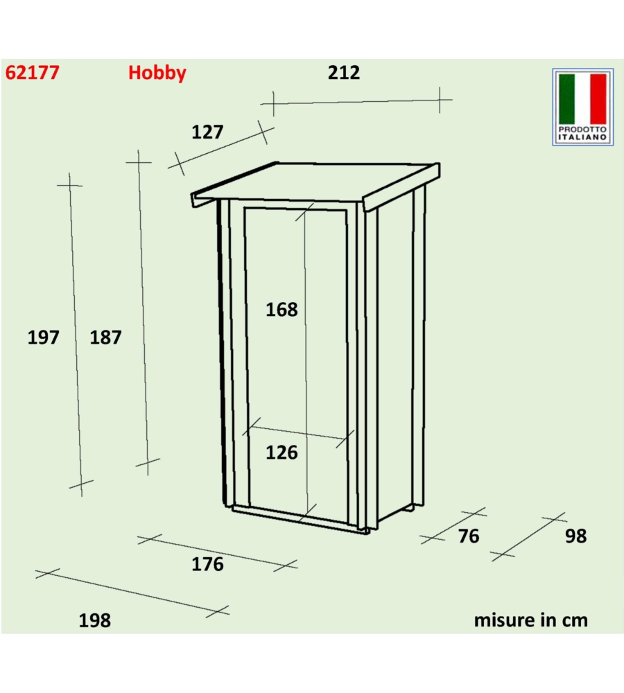 Casetta in legno da giardino alce "hobby" porta doppia  198x98x197 cm