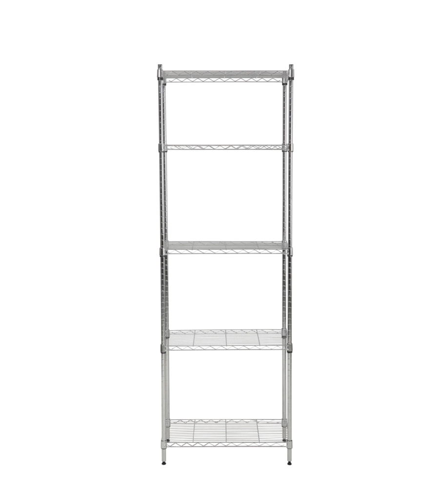 Scaffale ad incastro easy system in metallo cromato 5 ripiani, 59x34x174 cm