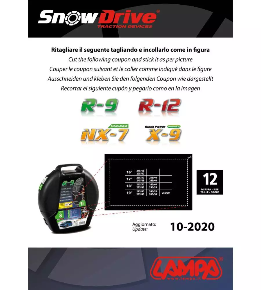 Catene da neve per auto 9mm.gr.12 rombo r-9 snowdrive  16078