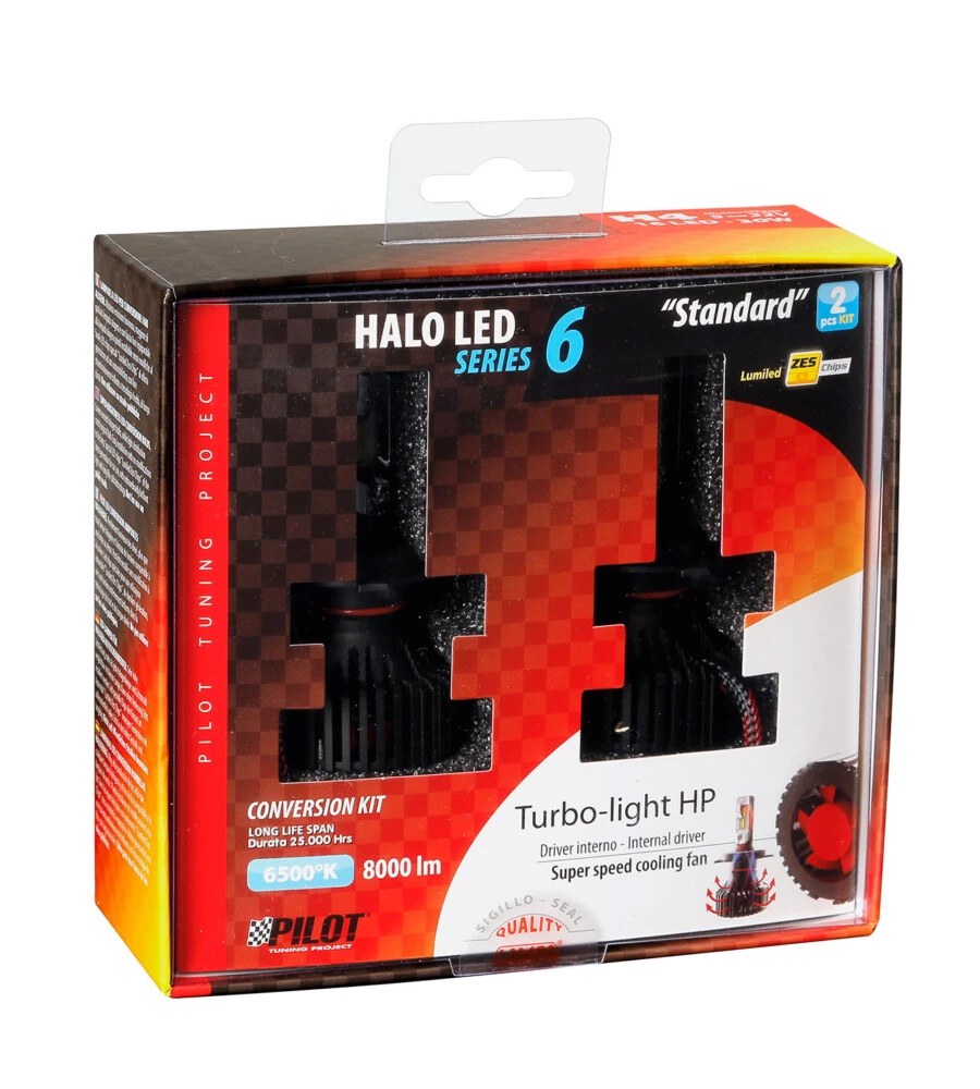 Lampade led per auto 9-32v halo led serie 6 standard - (h4) - 30w - p43t - 2 pz  - scatola  57784