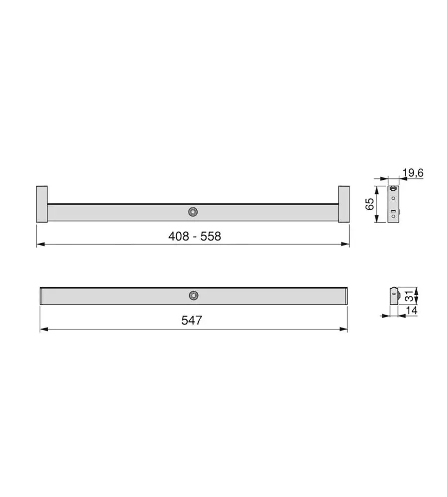 Barra appendiabiti con luce led, 408-558 mm