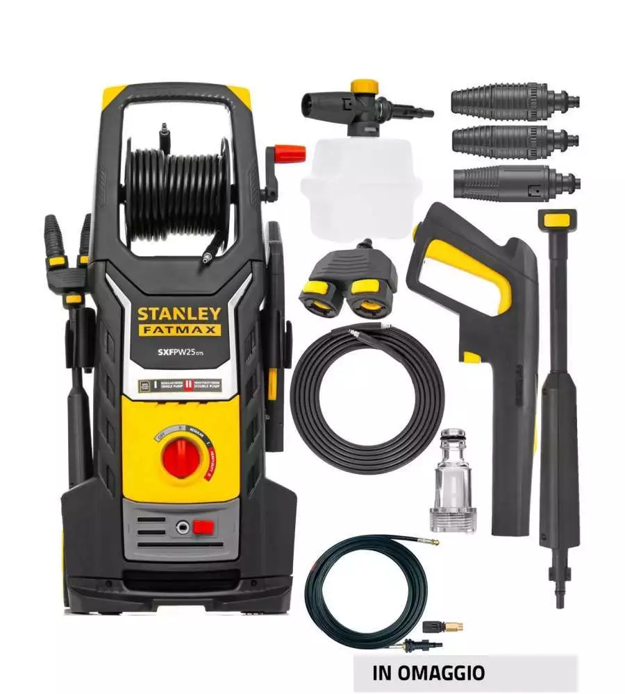 Idropulitrice elettrica a freddo stanley fatmax con sturatubi "25de" 160 bar 850 l/h 2700 w