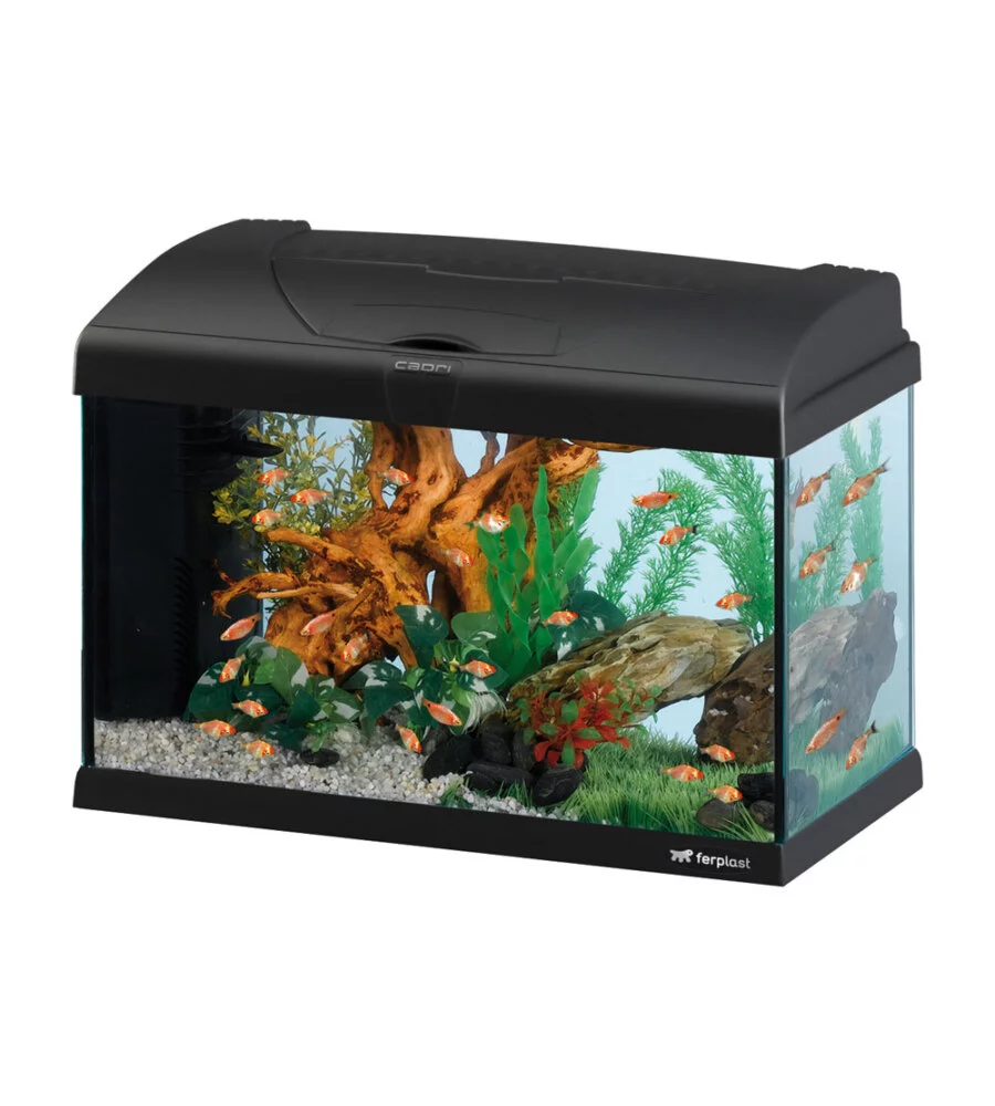 Acquario capri 50 nero con led - 52 x 27 x h 36 cm, 40 l - ferplast