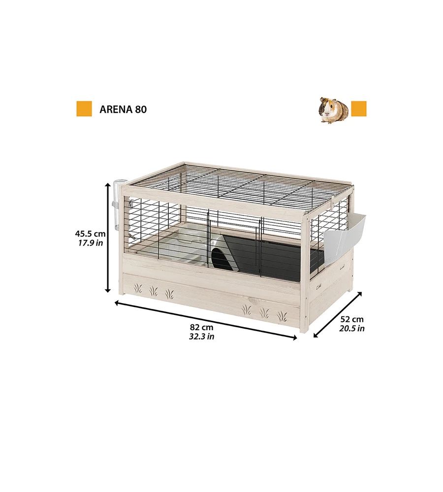 Gabbia per conigli e porcellini d'india 'arena 80', 82x52x45,5 cm - ferplast