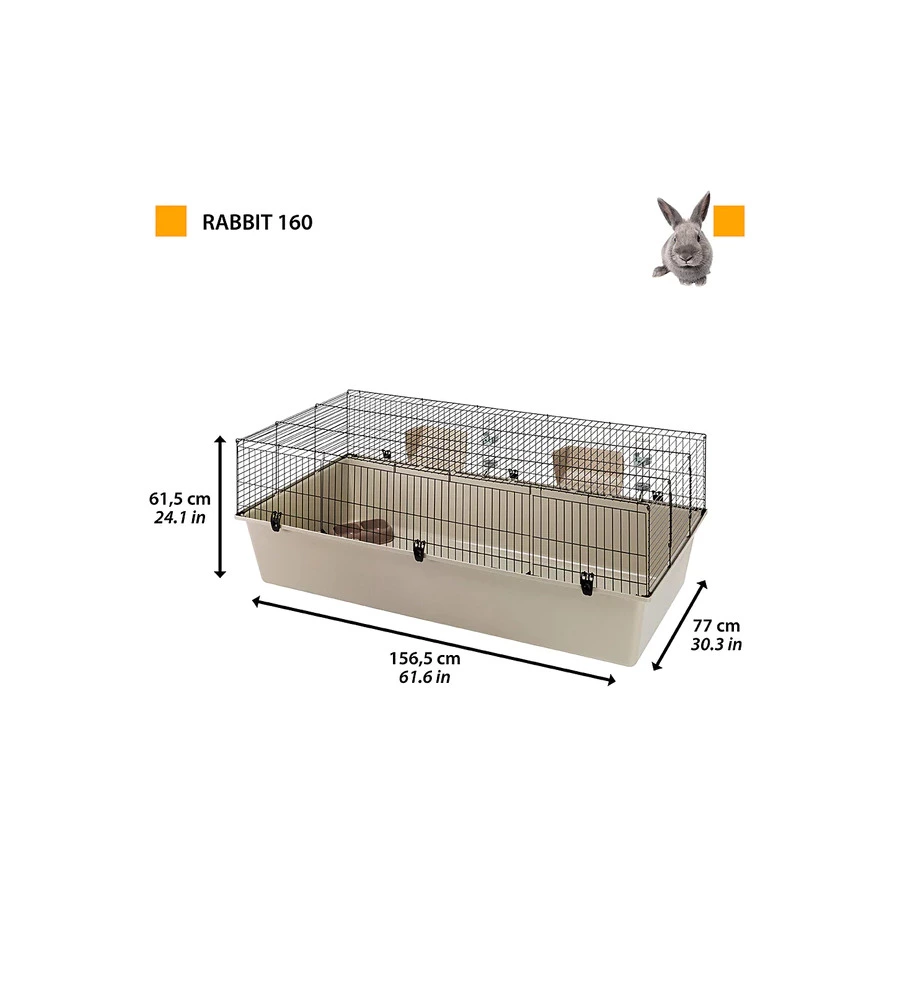 Gabbia per conigli 'rabbit 160', 156,5x77x61,5 cm - ferplast