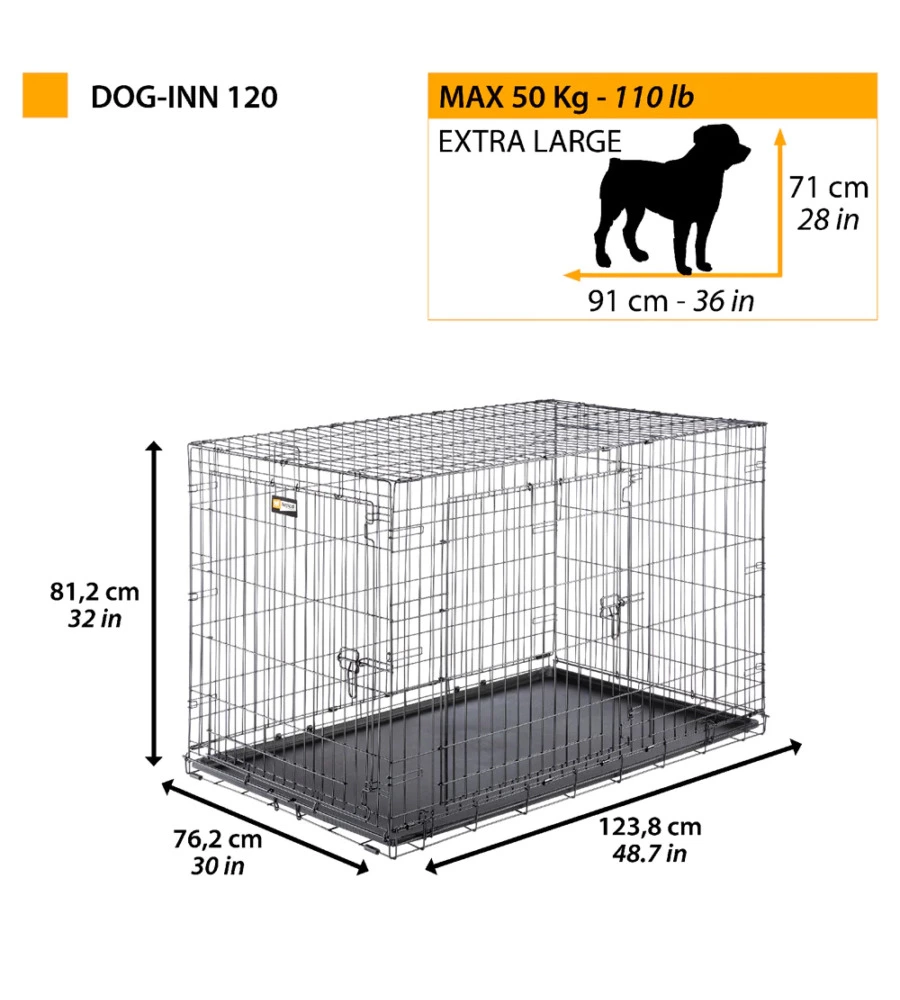 Box pieghevole per cani 'dog-inn 120' nero, 123x76x81 cm