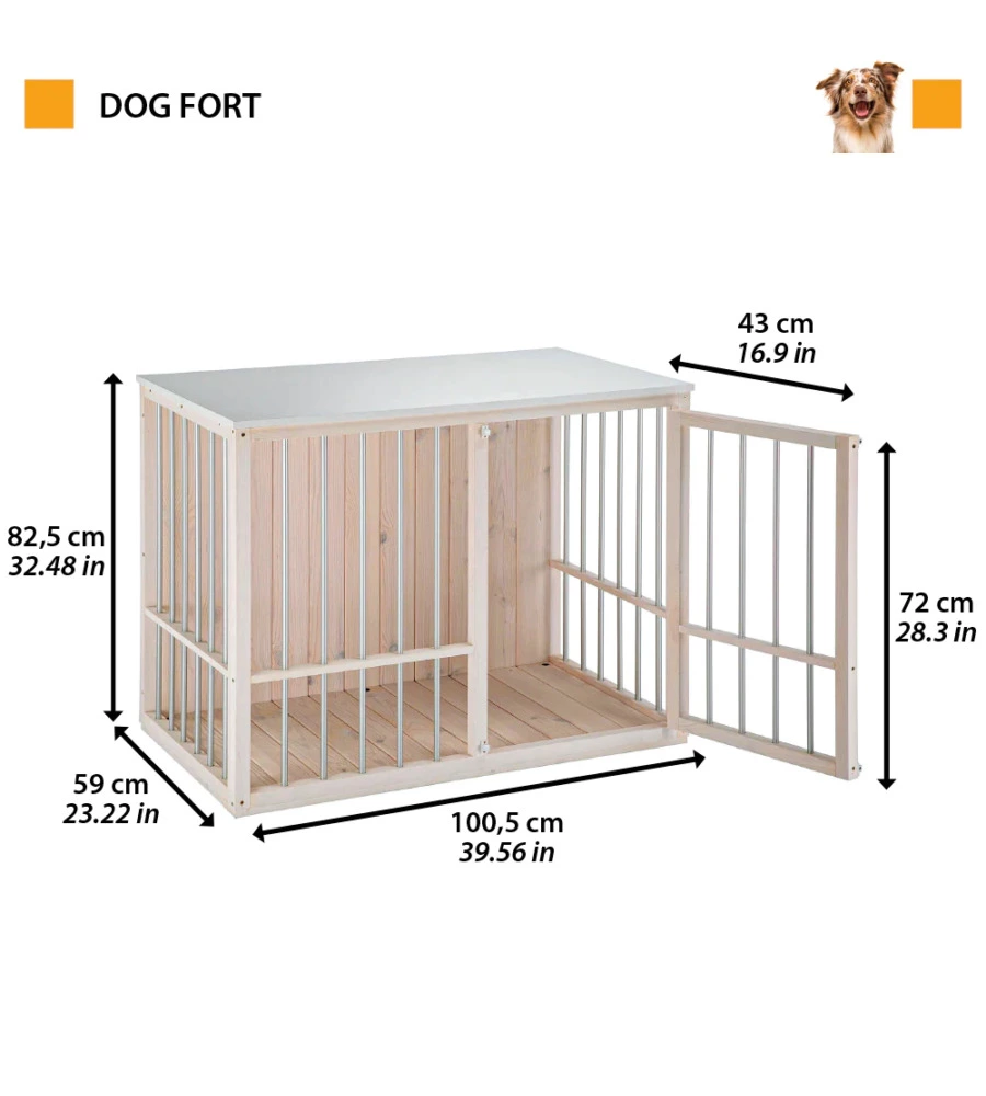 Cuccia in legno per cani 'dog fort' da interno, 100,5x59x82,5 cm - ferplast