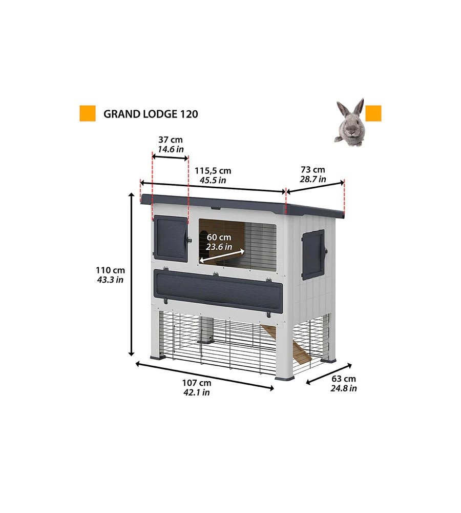 Conigliera in resina 'grand lodge 140', 115,5x73x110 cm - ferplast