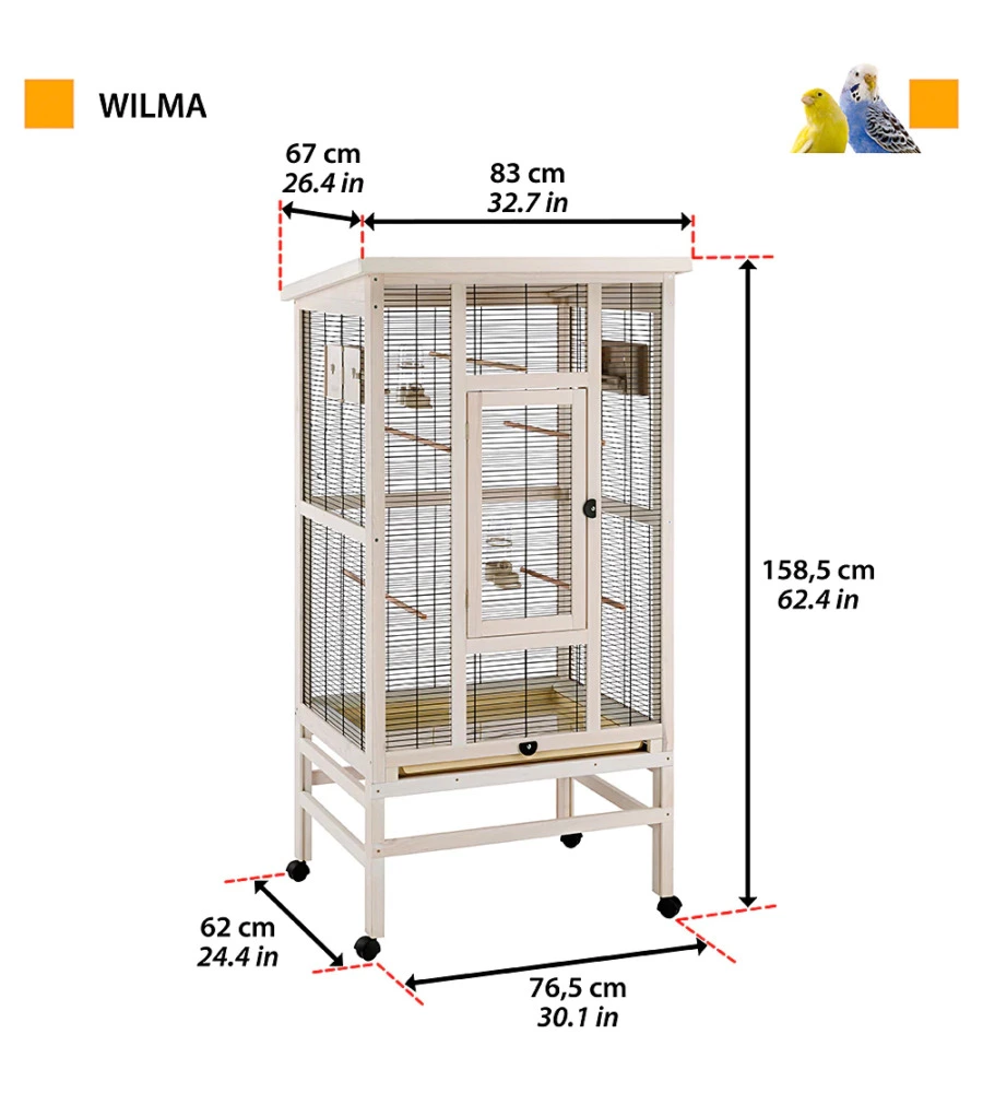 Voliera per uccelli 'wilma' in legno, 83x67x158.5 cm - ferplast