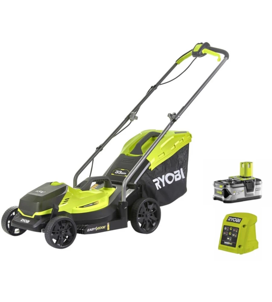 Tagliaerba a batteria ryobi "rlm18x33h-40f"con batteria al litio 18v 4.0ah