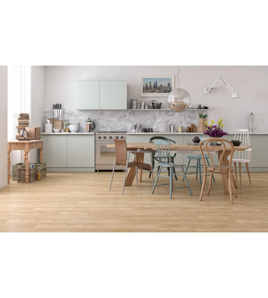 Pavimento spc 4mm rovere naturale veneto +1mm tappetino ad alta densita' 1,778mq ac4