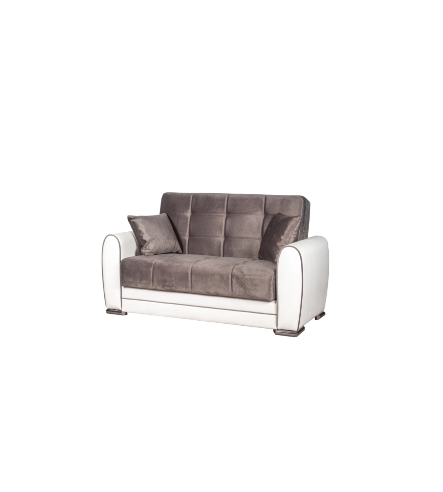 Divano letto "apollo" 2 posti in ecopelle grigio e bianco, 163x84x91 cm