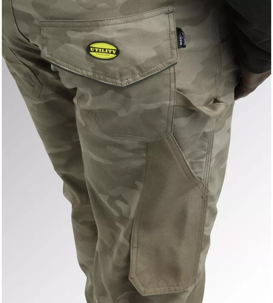 Diadora pantalone da lavoro pant rock camo performance grigio camouflage, tg. m