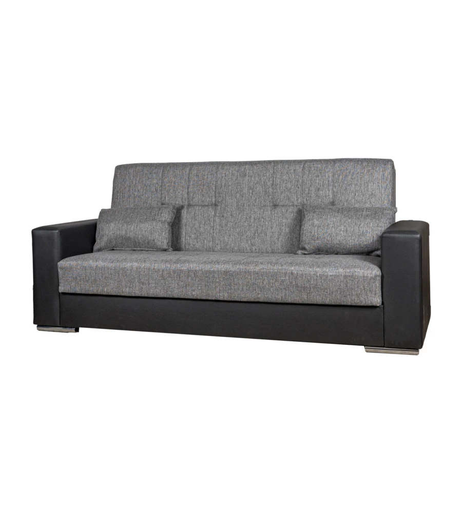 Divano letto "padova" 3 posti nero e grigio, 230x97x93 cm