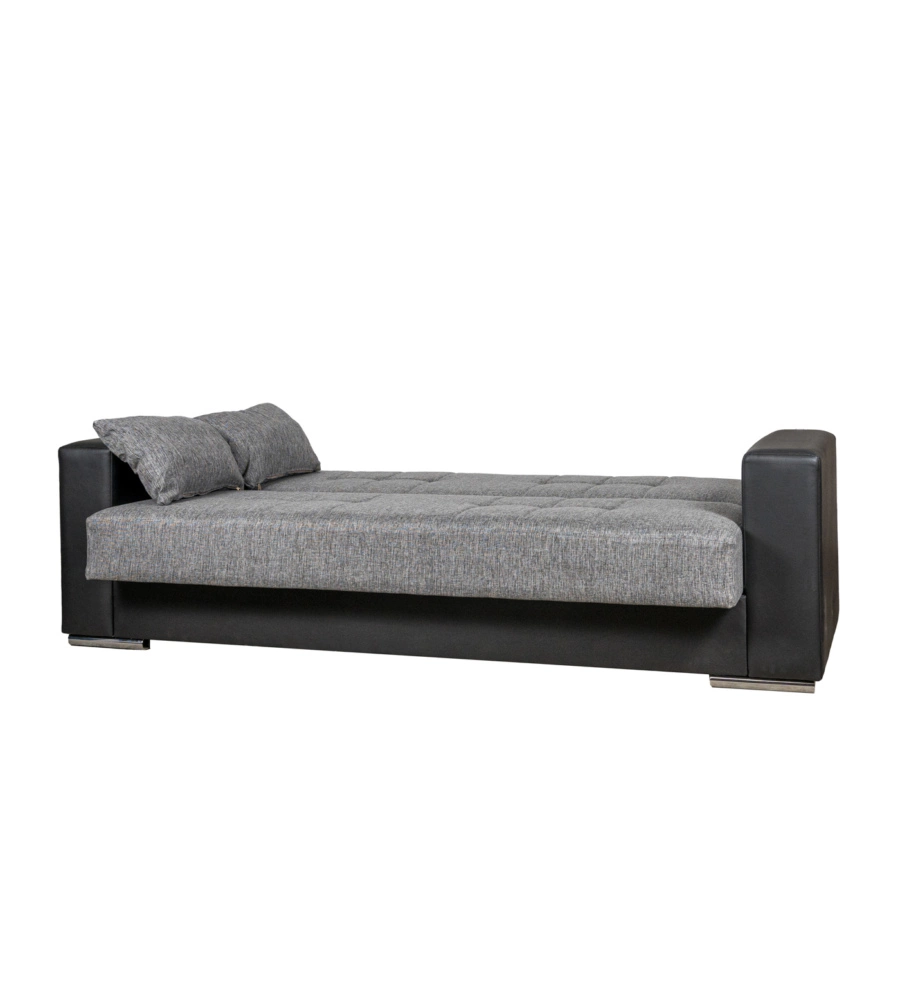 Divano letto "padova" 3 posti nero e grigio, 230x97x93 cm