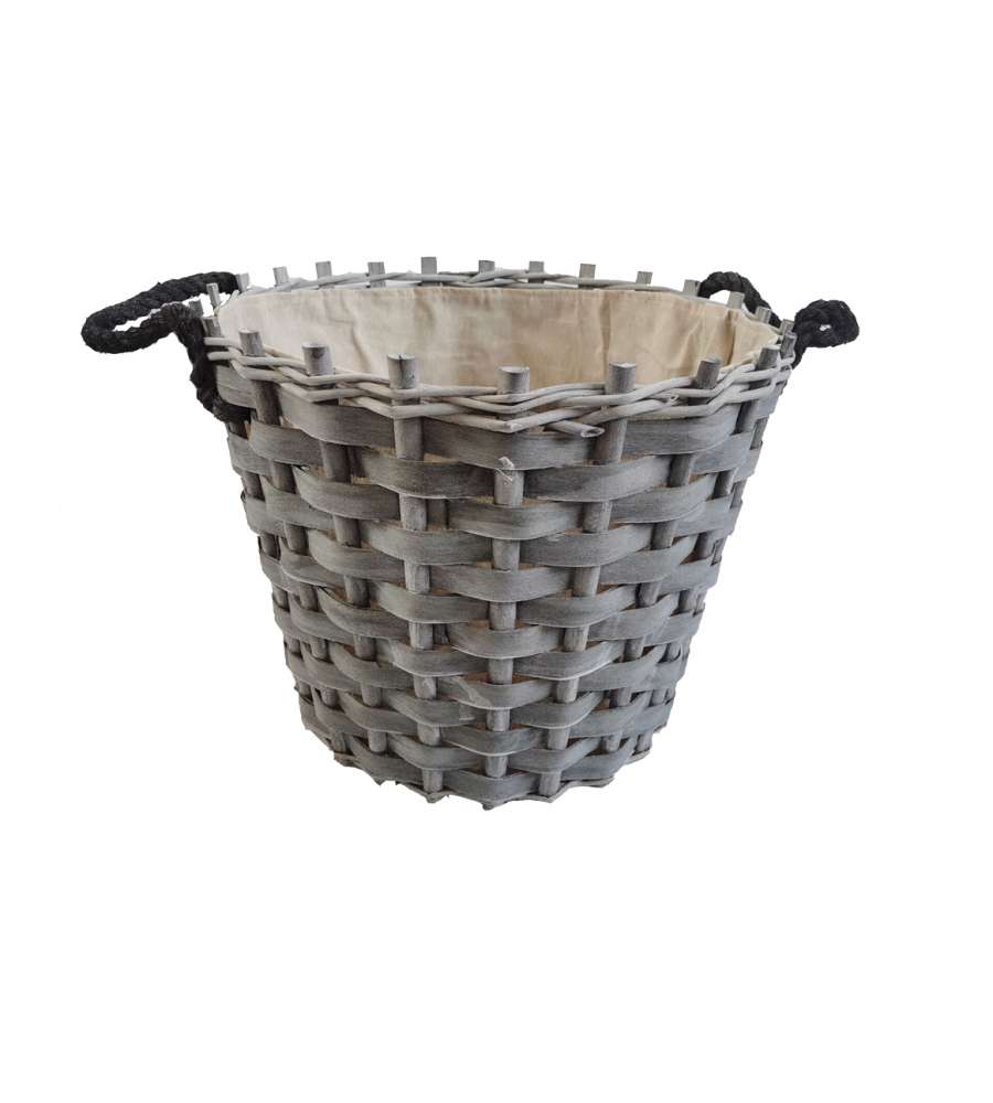 Cesta portalegna con manici e piedini diametro 45 cm, altezza 45-55 cm