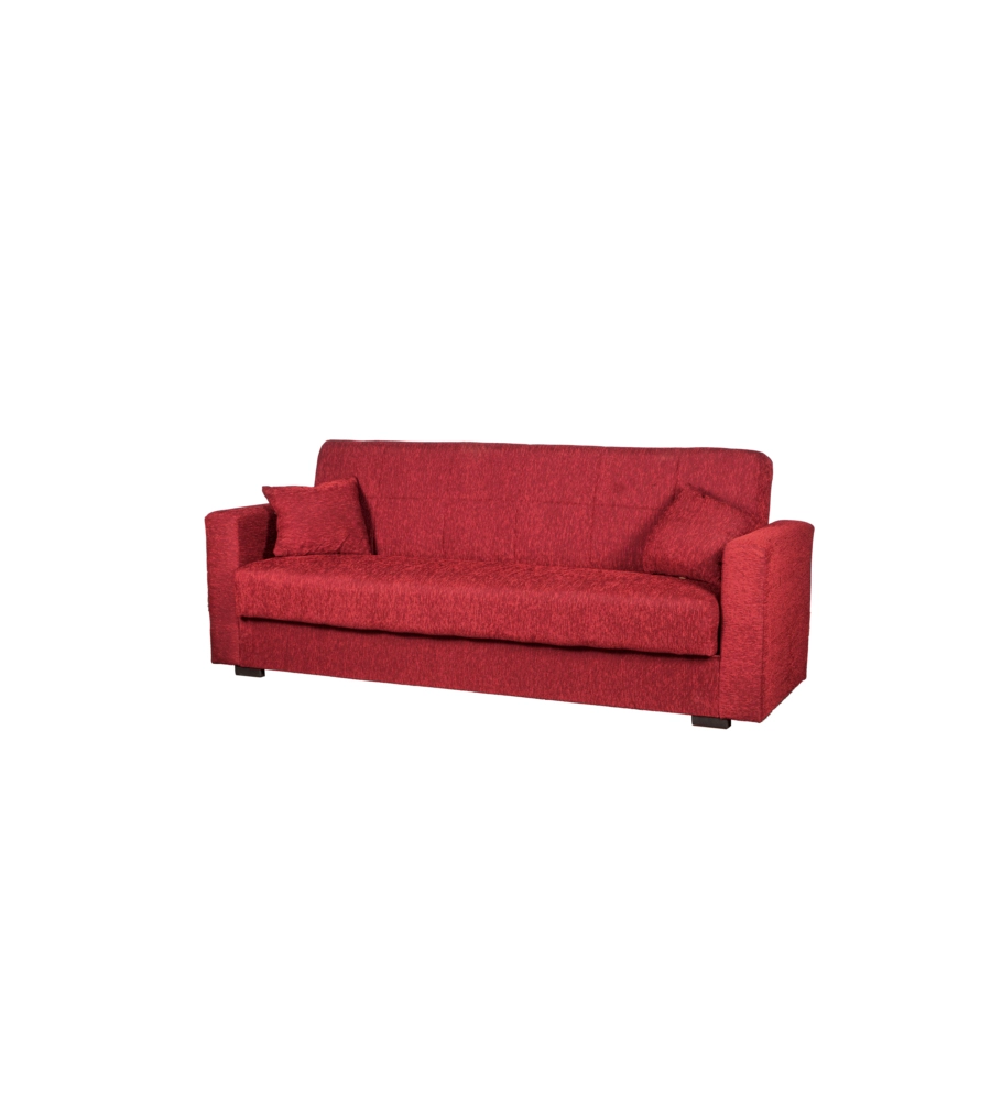 Divano letto "nora" 3 posti in tessuto rosso, 212x80x87 cm