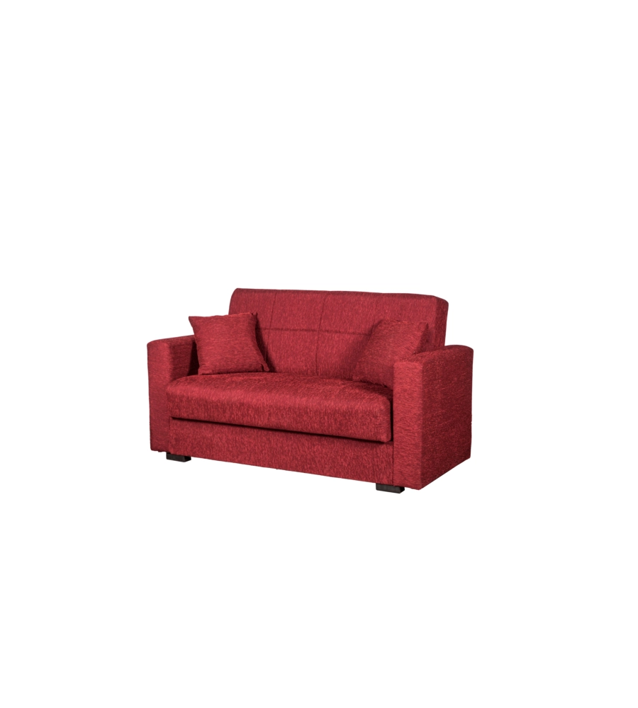 Divano letto "nora" 2 posti in tessuto rosso, 155x80x87 cm