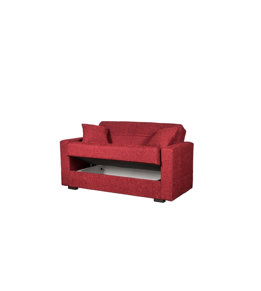 Divano letto "nora" 2 posti in tessuto rosso, 155x80x87 cm