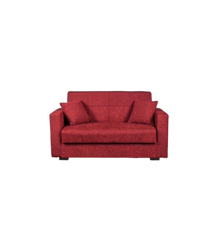 Divano letto "nora" 2 posti in tessuto rosso, 155x80x87 cm