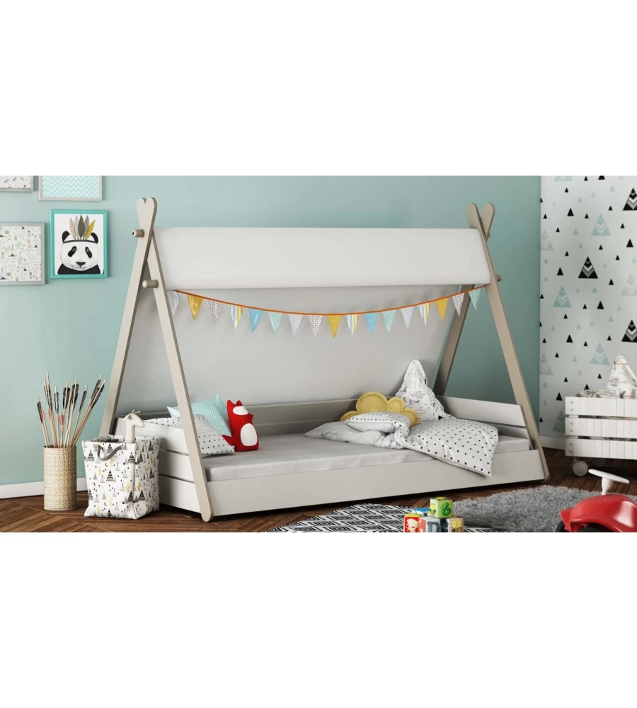 Letto singolo per bambini a tenda, 95,6x159,5x107,7 cm