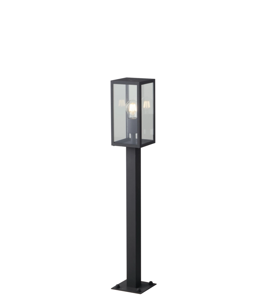 Paletto con lanterna "mirage" in metallo nero 60w, h86 cm