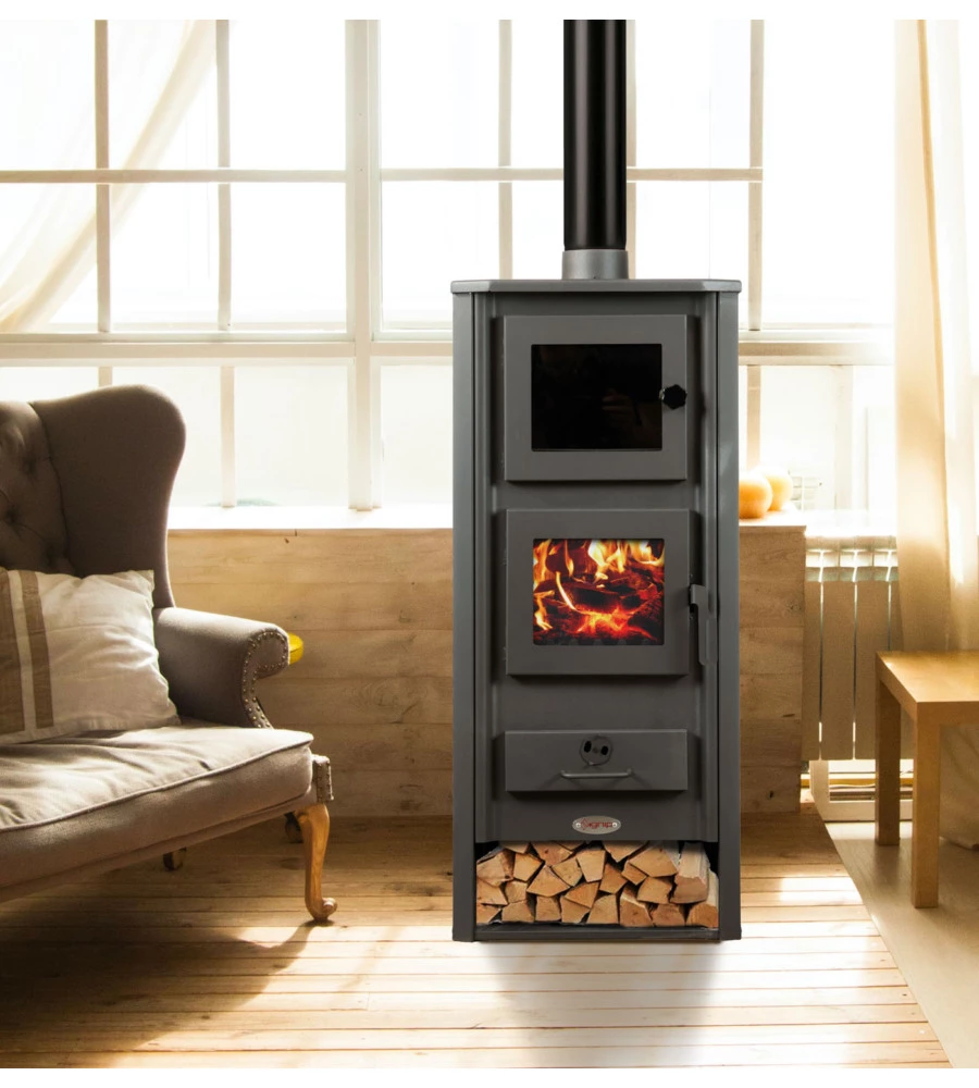 Stufa a legna con forno ignip "roma" beige 12 kw