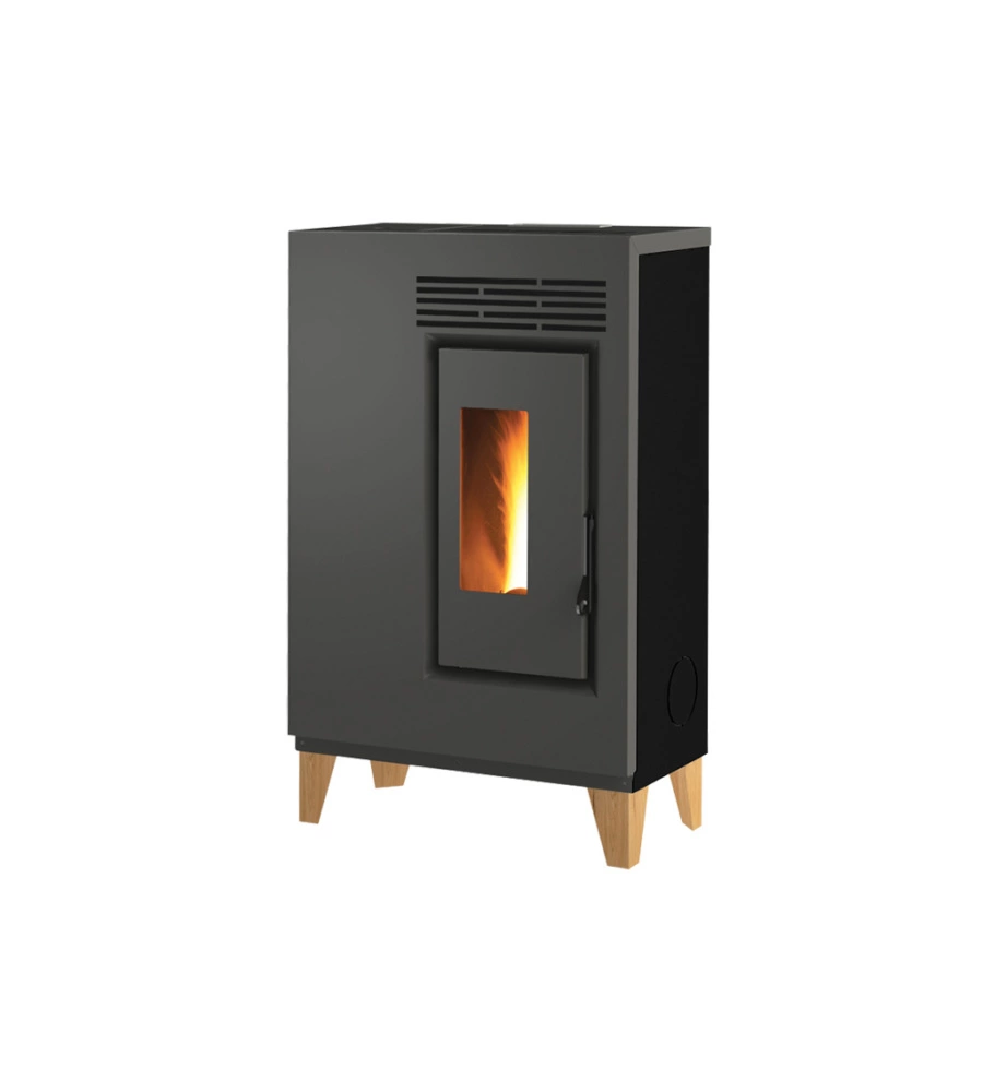 Stufa a pellet slim caris "fiore" con piedini nero 5,0 kw