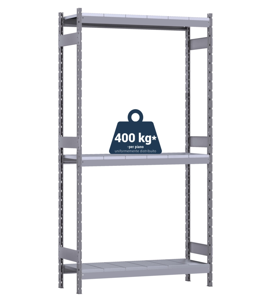 Scaffale in metallo "kompos" rack pesante con 3 piani a pianett, 186x50x240 cm portata 1200 kg - grima