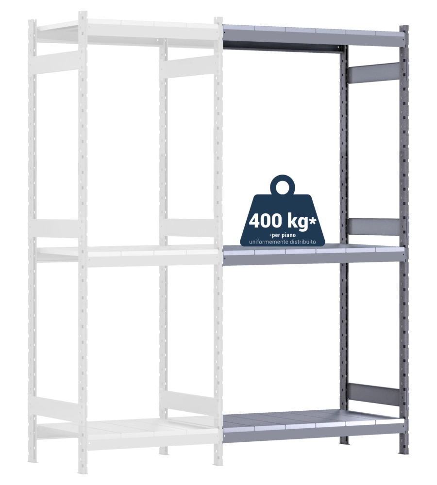 Scaffale in metallo "kompos" rack pesante con 3 piani a pianett, 186x50x240 cm portata 1200 kg - grima