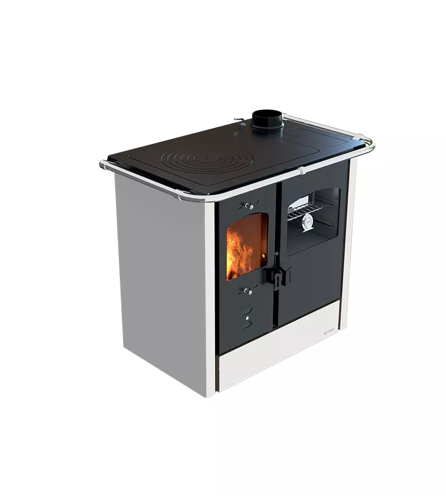 Cucina a legna con forno vulcania "atena" bianco 8,35 kw