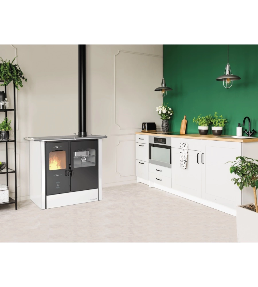 Cucina a legna con forno vulcania "atena" bianco 8,35 kw