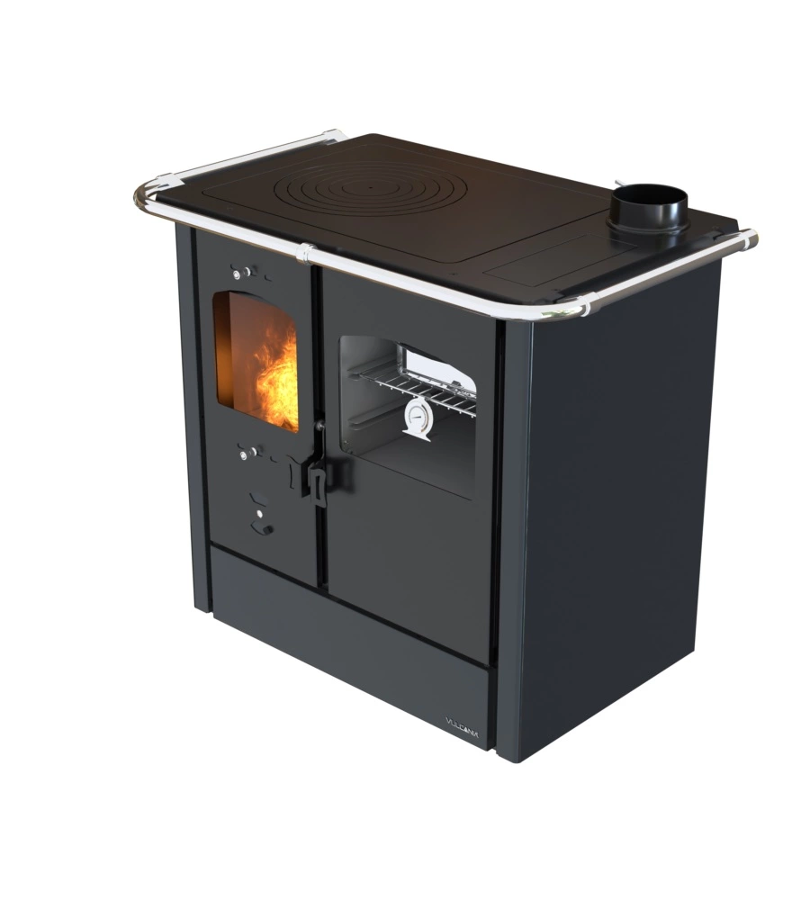 Cucina a legna con forno vulcania "atena" nero 8,35 kw