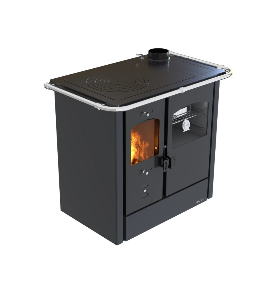 Cucina a legna con forno vulcania "atena" nero 8,35 kw