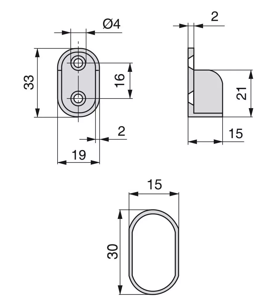 Kit 2 bastoni appendiabiti ovali con supporti, 950 mm