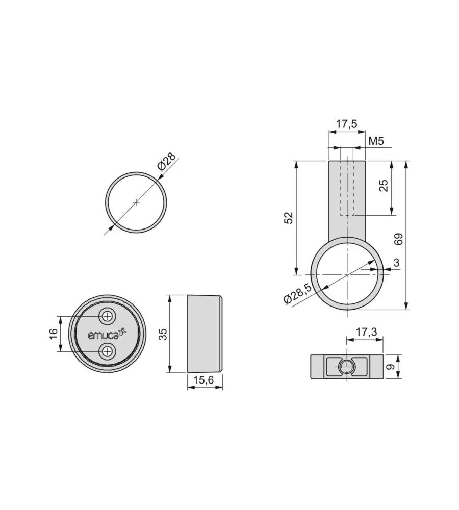 Kit 2 tubi per armadio alluminio color grigio, 1150 mm