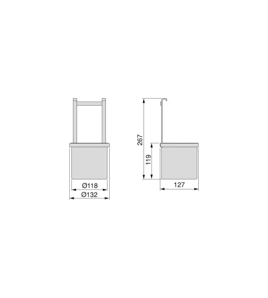 Portaposate emuca "titane" in acciaio grigio antracite, diametro secchio 118 mm