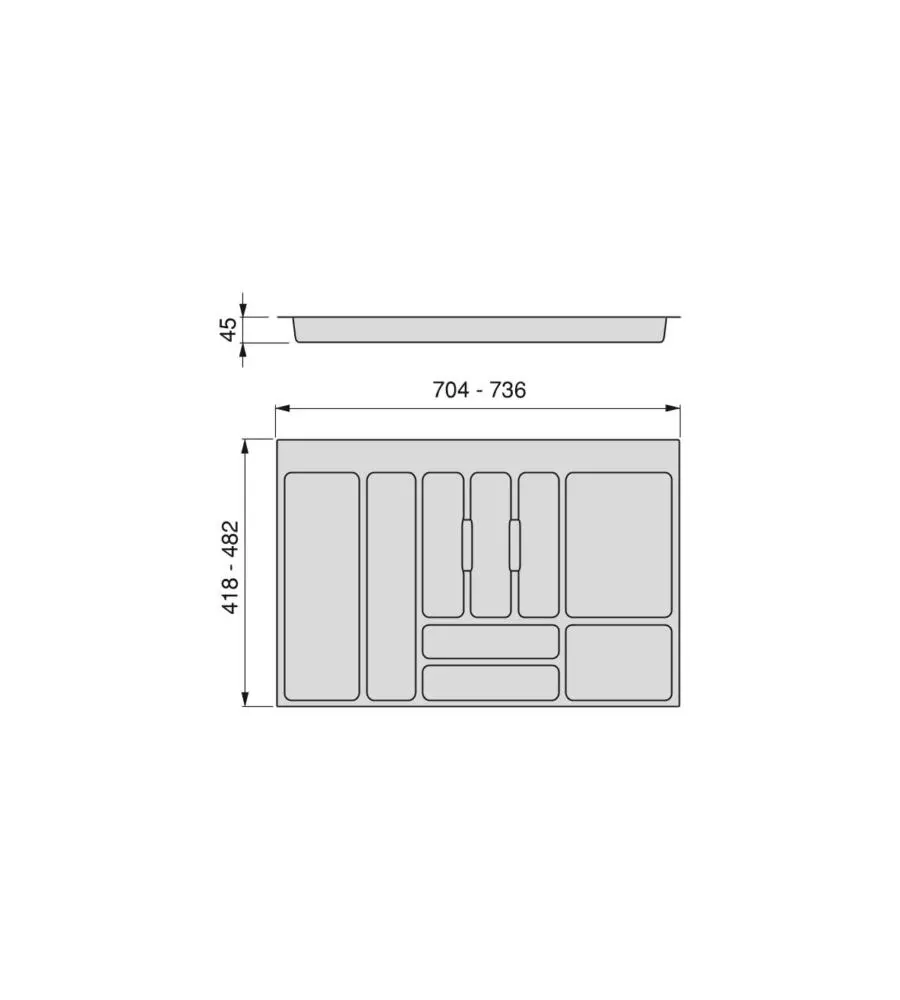 Portaposate per cassetti da cucina, modulo 80 cm