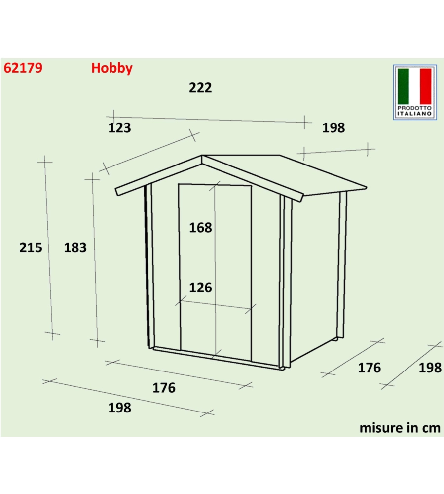 Casetta in legno da giardino alce "hobby" 198x198x215h cm