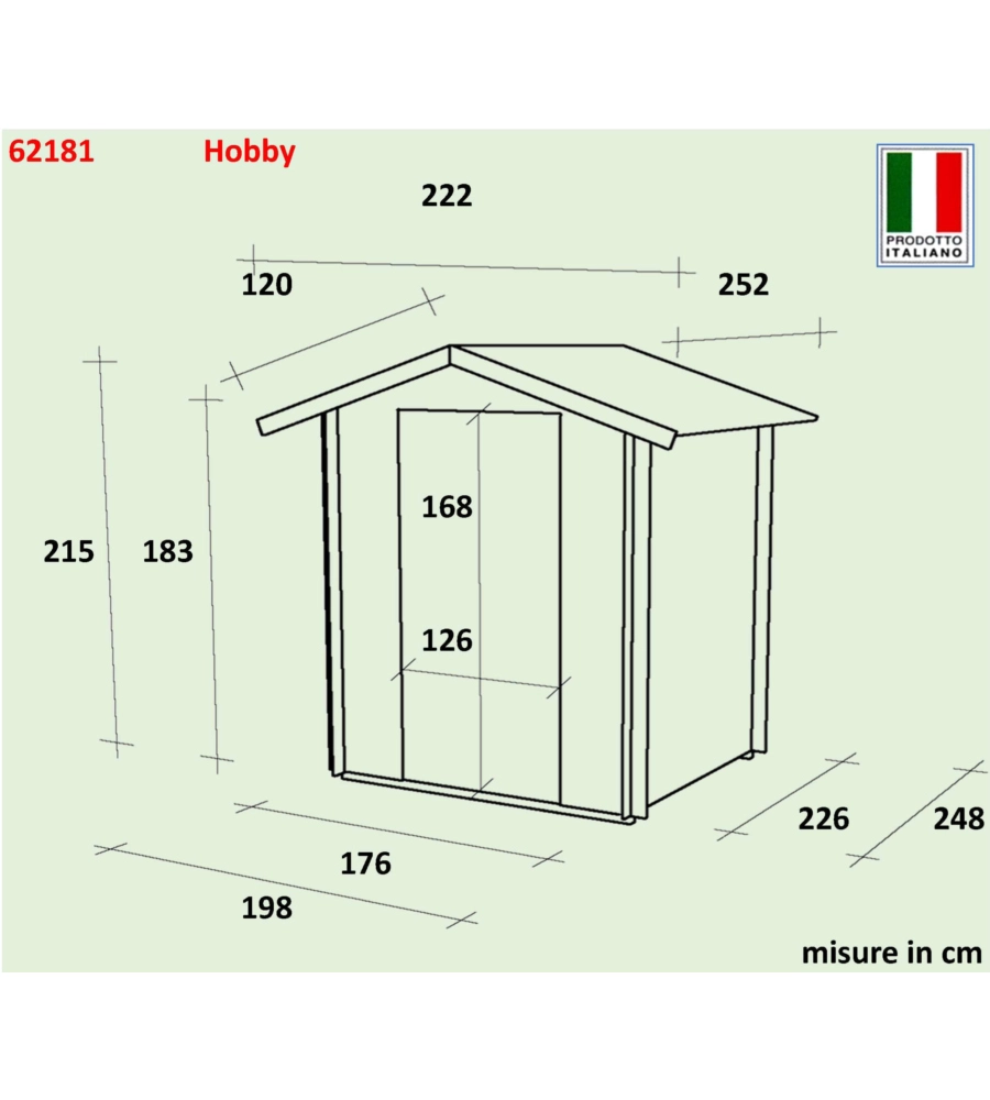 Casetta in legno da giardino alce "hobby" 198x248x215h cm