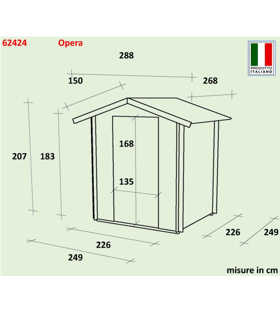 Casetta in legno da giardino alce "opera" 249x249x207h cm