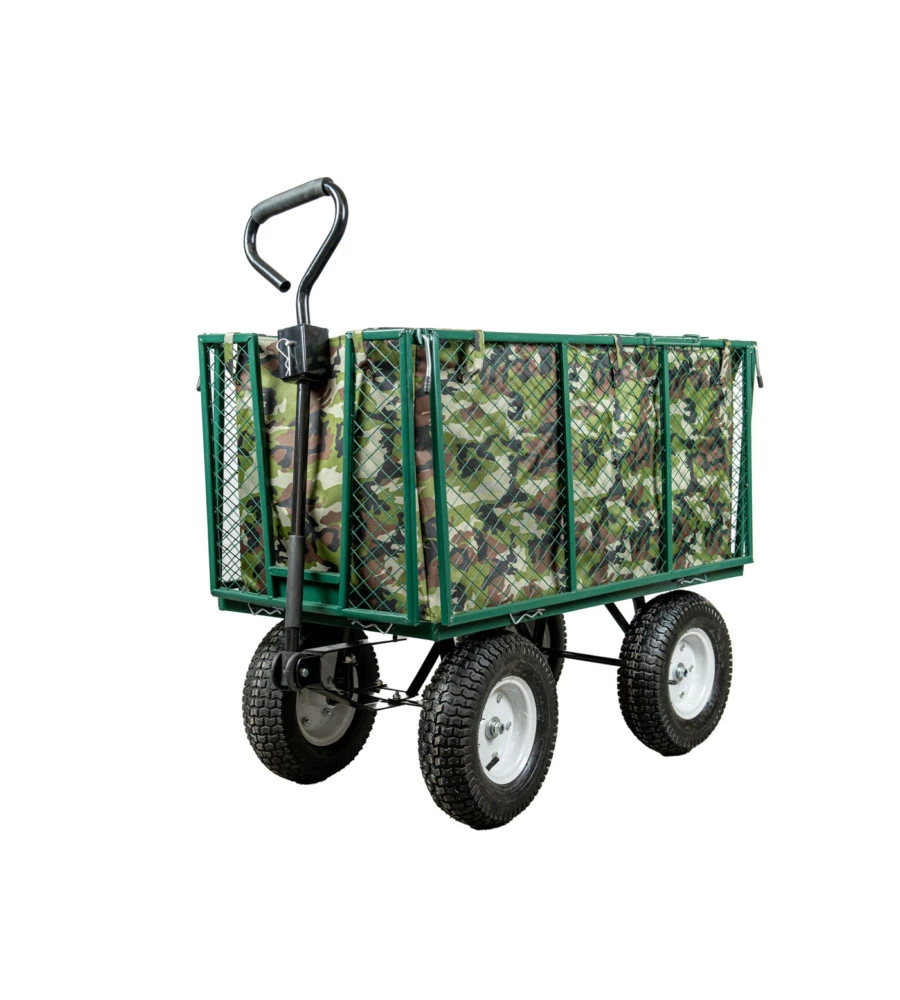 Carrello da giardino pieghevole in acciaio con sacca e cestello, 107x55x85 cm